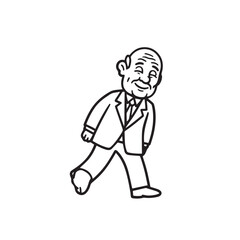 Old man with formal suit black and white vector illustration for classic portrait artwork design
