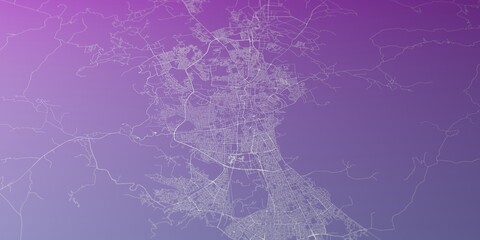 Sanaa (Yemen) street map. The style of the map is purple gradient