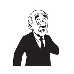 Old man with formal suit black and white vector illustration for classic portrait artwork design
