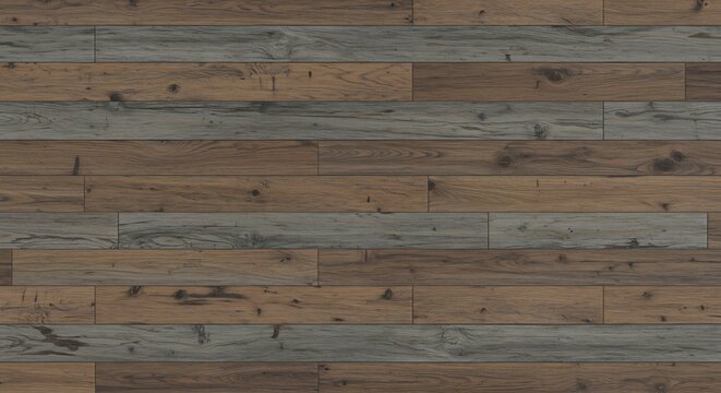 Wooden plank flooring with alternating brown and gray tones showing wood grain