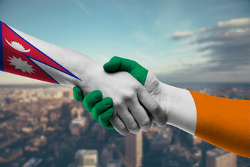 Shaking hands Nepal and_Ireland