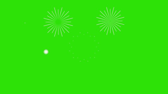 Elegant fireworks circle animation, green screen background with glowing spark lines, seamless looping motion for overlays, celebration  and intros.