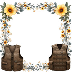 greeting card, invitation template, floral arrangement, empty center, text space, natural art, watercolor effect, 