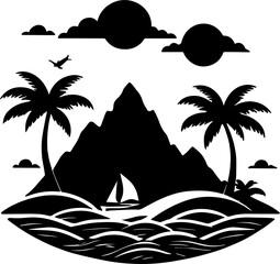 Minimalist Summer beach Holiday with palm tree sun
