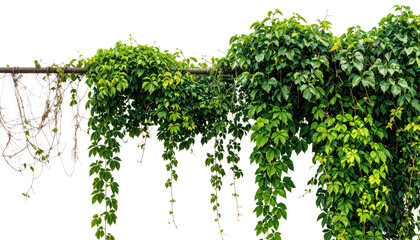 Naklejka premium ivy plant hanging on wire (Hedera helix, English Ivy, Boston Ivy). PNG isolated on transparent background with clipping path cutout.