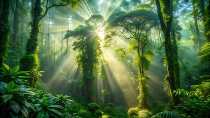 rays of light in the forest