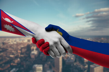 Shaking hands Nepal and_Liechtenstein