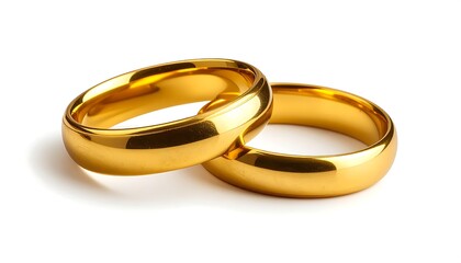 Two gold rings on white background