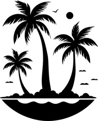 Minimalist Summer beach Holiday with palm tree sun
