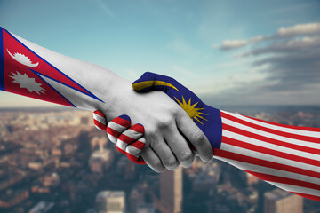 Shaking hands Nepal and_Malaysia