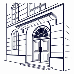 Elegant arched doorway with double doors and fanlight on a classic building facade