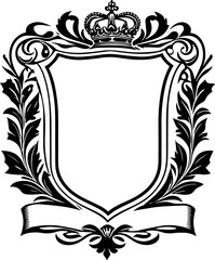 Luxury decorative vintage retro ornamental baroque shield logo icon
