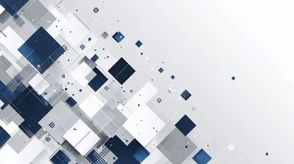 Abstract pattern Blue, white, grey squares floating in diagonal design