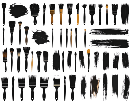 Paintbrush vector collection. Grunge elements, Brush stroke, ink paint brush, grunge - Powered by Adobe