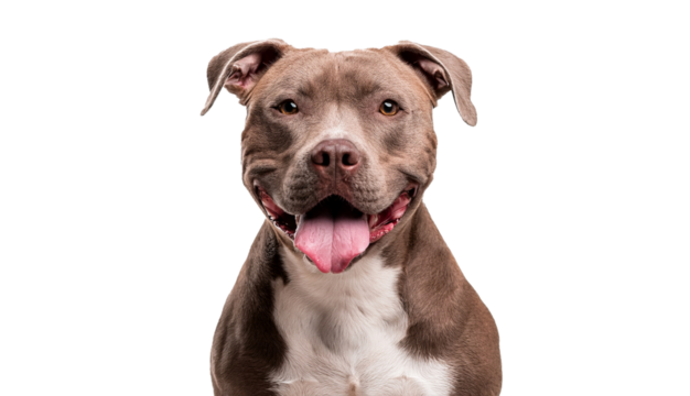 Smiling Pitbull Dog with Brown and White Fur