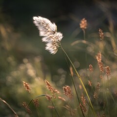 Obraz premium Feathery plant in sunny field