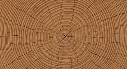 A closeup view of a wood crosssection revealing growth rings and cracks The rings radiate outwards