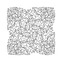 Art nouveau style seaweed hand drawn monochrome easy coloring book page vector illustration