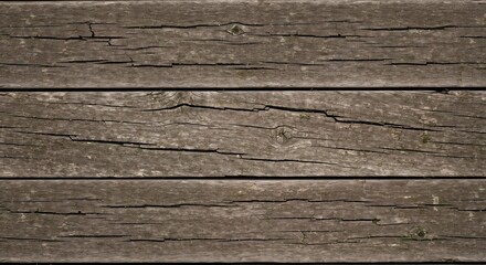 Obraz premium Closeup of weathered wooden planks Brownish color cracks and knots are visible