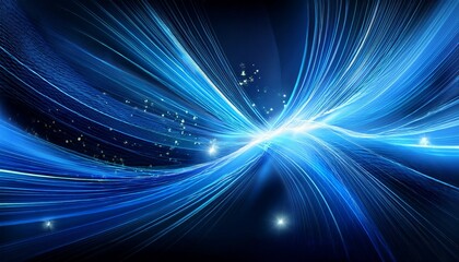 Dynamic Blue Abstract Background With Glowing Lines And Stars
