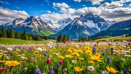 alpine meadow with flowers