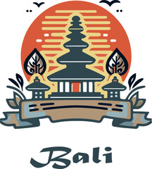 Bali indonesia clipart logo vector white background .