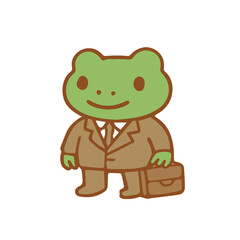 Frog in a Suitcase Corporate Amphibian Illustration