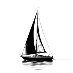 Fototapeta premium Black and white sailboat illustration
