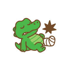 Injured Cute Green Alligator Cartoon