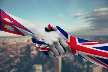 Shaking hands Nepal and_UK