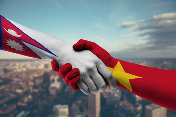Shaking hands Nepal and_Vietnam