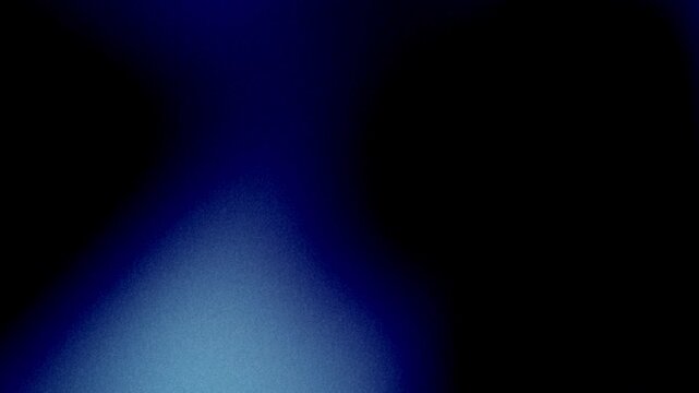 Smooth moving abstract blurred light spots on black background. Shades of blue gradient wave. Dark backdrop with grainy noise, rough, grunge texture. Flow motion. Retro, old, vhs, analog, lo-fi design