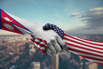 Shaking hands Nepal and_US