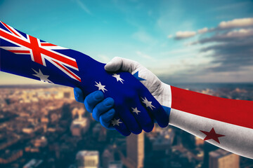 Shaking hands Australia and Panama