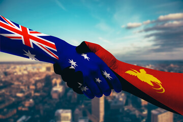 Shaking hands Australia and Papua New