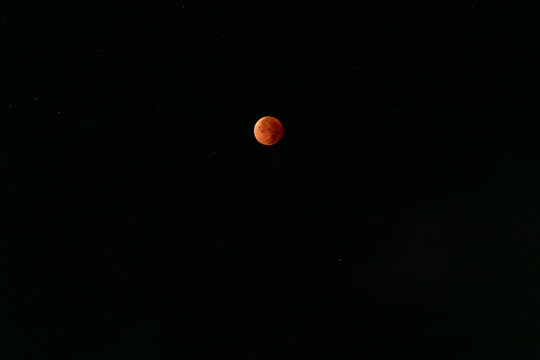 Red Moon During Total Lunar Eclipse Phase Celestial Event