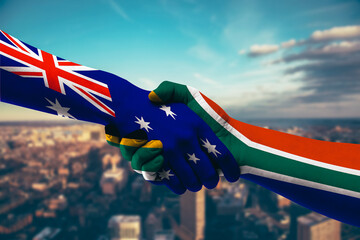 Shaking hands Australia and South Africa