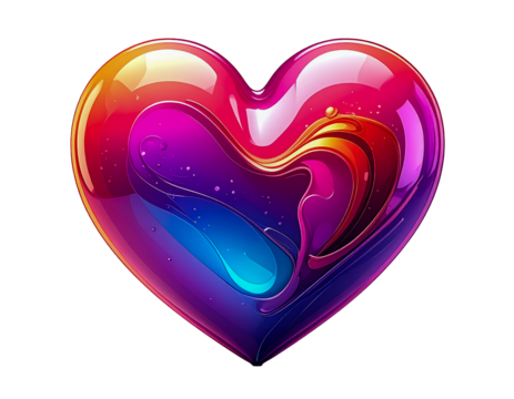 An abstract, shiny rainbow heart vector design for a romantic Valentine's Day celebration