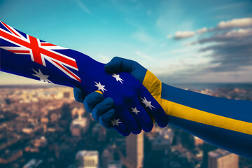 Shaking hands Australia and Sweden