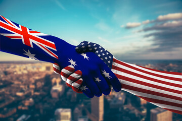 Shaking hands Australia and US