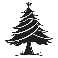 Fototapeta premium Stylized Christmas Tree with Star Vector Illustration
