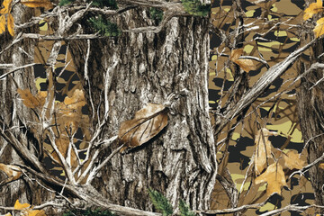 Tree hunting pattern. Camouflage background. Seamless pattern. Digital camouflage. Abstract camo. Forest background. Jungle texture. Real tree hunting camouflage pattern. Vector camo seamless pattern.