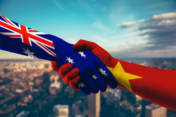 Shaking hands Australia and Vietnam