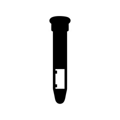 Silhouette of a laboratory test tube with a label area displayed