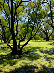 Obraz premium Swamp and trees under the shade