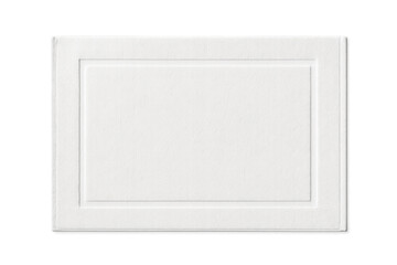 White embossed blank paper card with border on transparent background