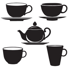 A set or collection of Minimalist Tea Cup Set Icon for Beverage and Hospitality Branding
