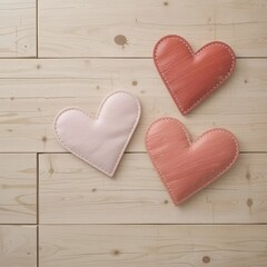 Fototapeta premium Two Love Hearts on Rustic Wood, Perfect for Valentine's Day