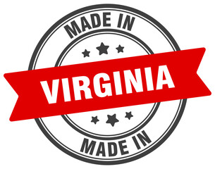 Made in Virginia round sign. Made in Virginia stamp.