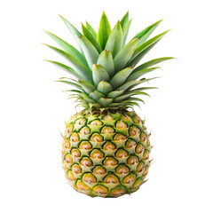 Fototapeta premium Fresh ripe pineapple with green spiky leaves isolated on black background fruit tropical